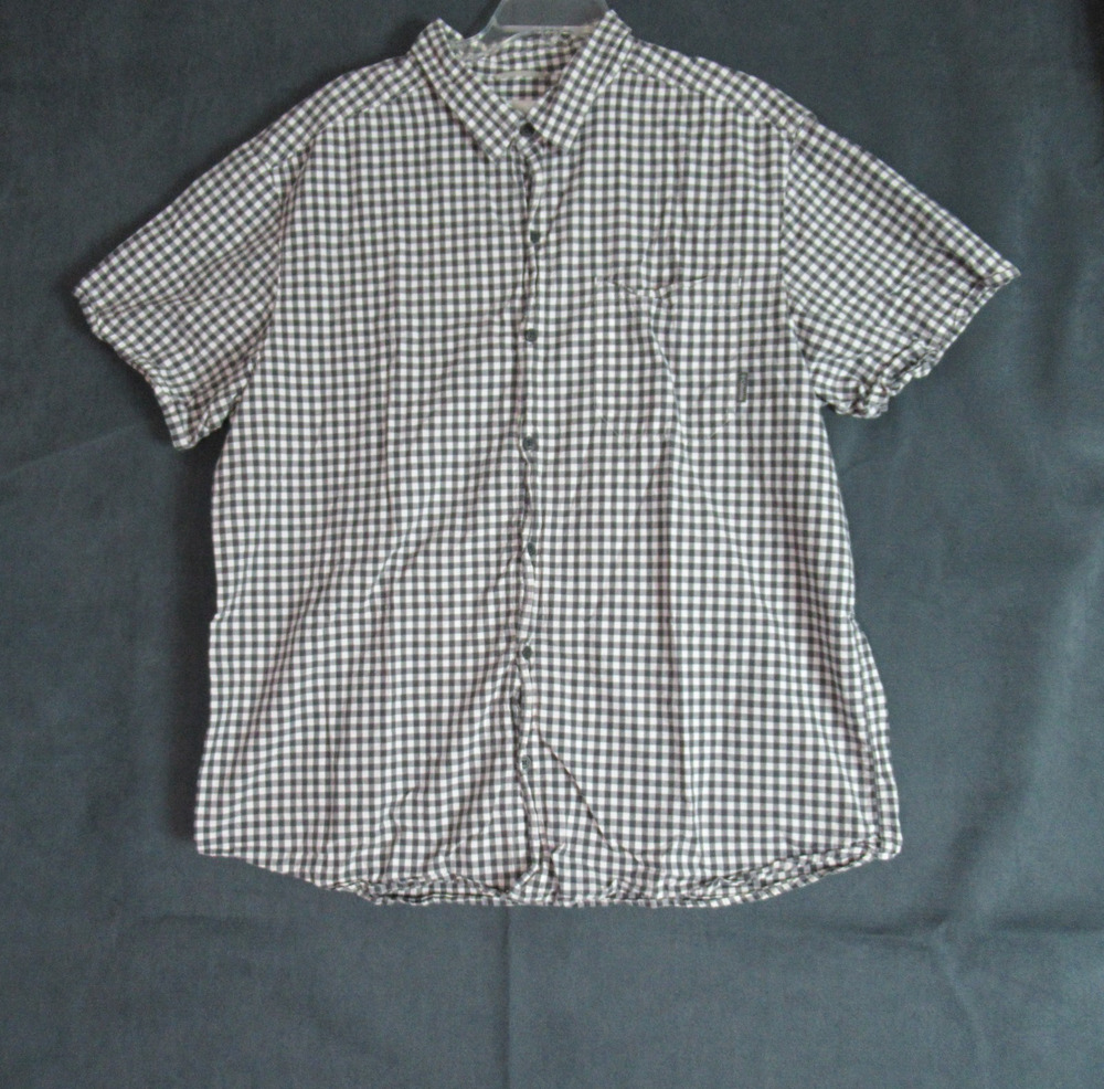 Columbia Sportswear Co Shirt Mens Large Gray White Check Plaid Button Prep Cabin